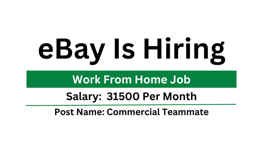 eBay Is Hiring Work From Home Job Commercial Teammate Freshers